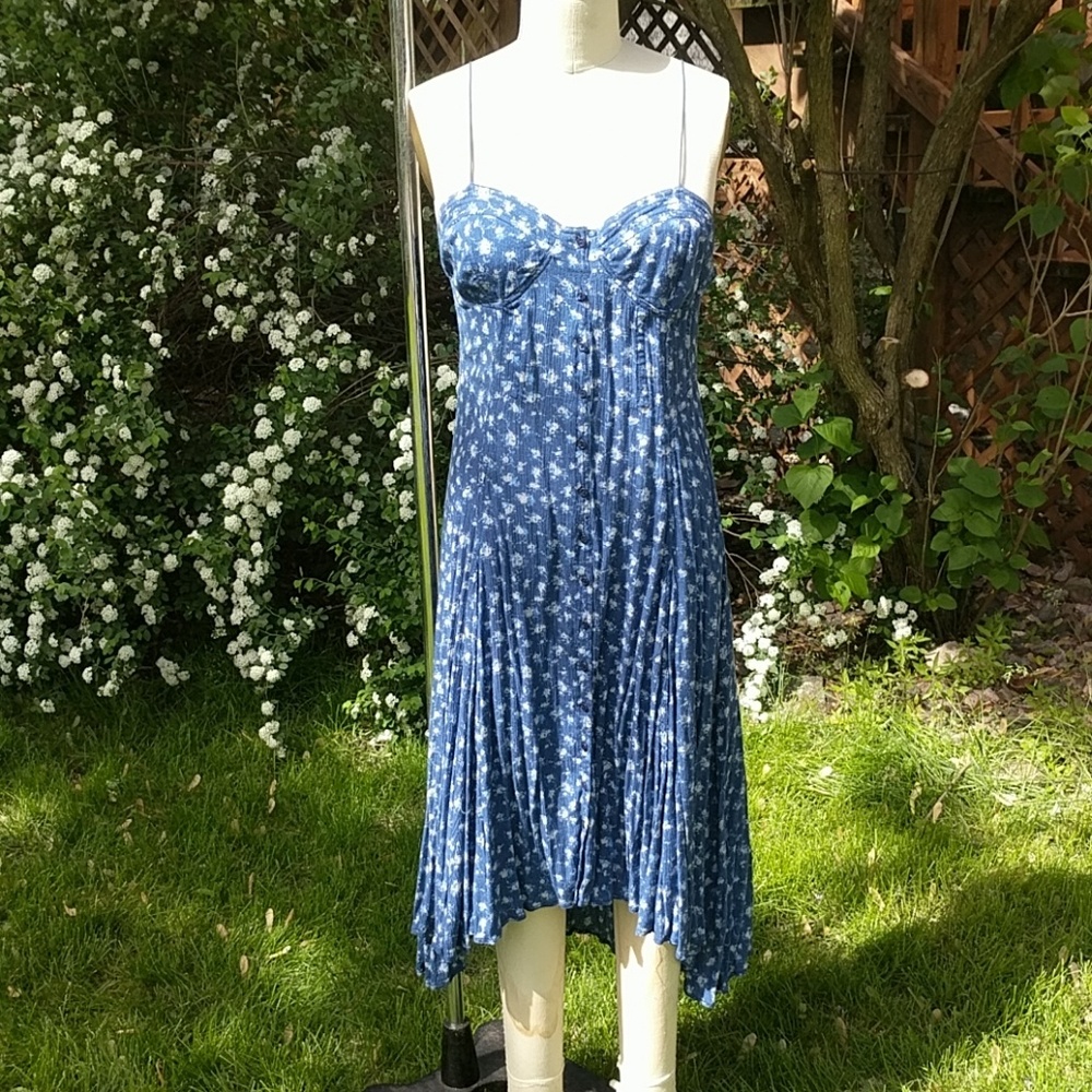 Free people new romantics high low maxi dress blue